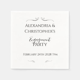 Minimal Black and White Script Engagement Party Pappersservett