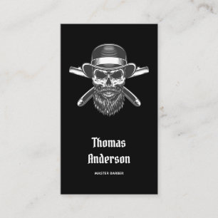 Minimal Black Beard Razors Logotyp Trendig Barbers Visitkort