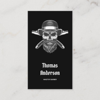 Minimal Black Beard Razors Logotyp Trendig Barbers Visitkort