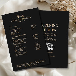Minimal Black Botanical Salon QR Code Price List Flygblad