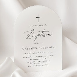 Minimal Black Calligraphy Baptism Inbjudningar