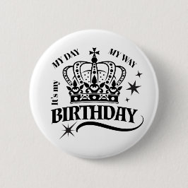 Minimal Black Crown Birthday Quote Typography Knapp