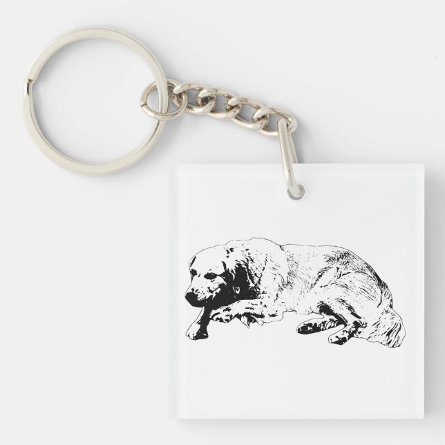 Minimal Black Ink Dog Keychain For Strong Calm Day (Framsidan)
