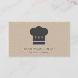 Minimal Black Kraft Modern Chef Hat-Catering Visitkort