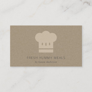 Minimal Black Kraft Modern Chef Hat-Catering Visitkort