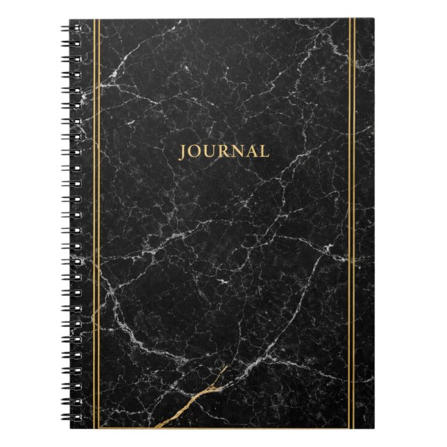 Minimal Black Marble Journal with Gold Frame Anteckningsbok (Framsidan)