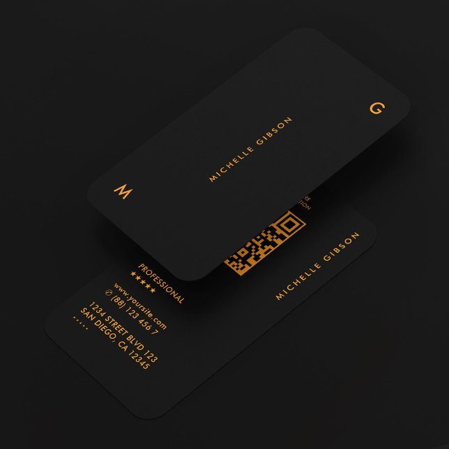 Minimal Black Orange Contractor Construction Visitkort (Minimal Black Orange Contractor Construction Business Card
)