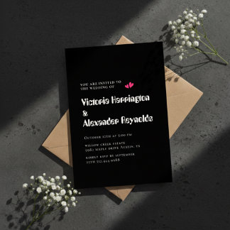 Minimal Black Wedding Typography Invitation Inbjudningar