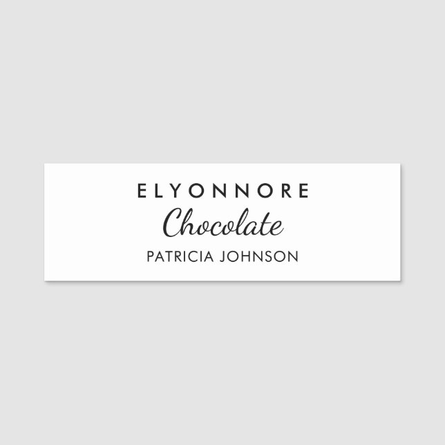 Minimal Black White Custom Staff Namnbricka (Framsida)