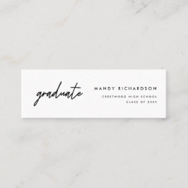 Minimal Black & White Graduation Name Card Insert Mini Visitkort