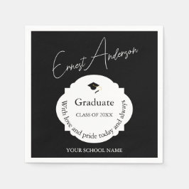Minimal Black White Graduation Thank You Pappersservett