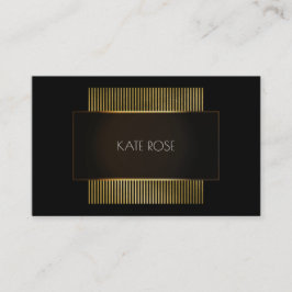Minimal Black White Guld Ram Hairdresser Visitkort