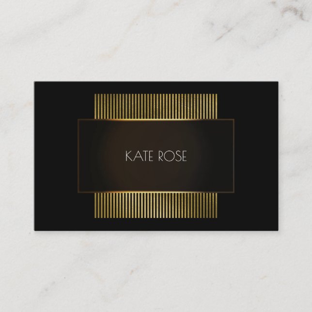 Minimal Black White Guld Ram Hairdresser Visitkort (Framsida)