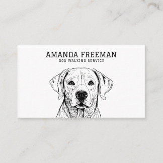 Minimal Black & White Labrador Dog Walker Visitkort