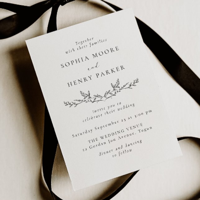 Minimal Black & White Line Art Wedding Invitation Inbjudningar (Skapare uppladdad)
