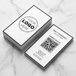 Minimal Black White Modern QR Code Logo Visitkort