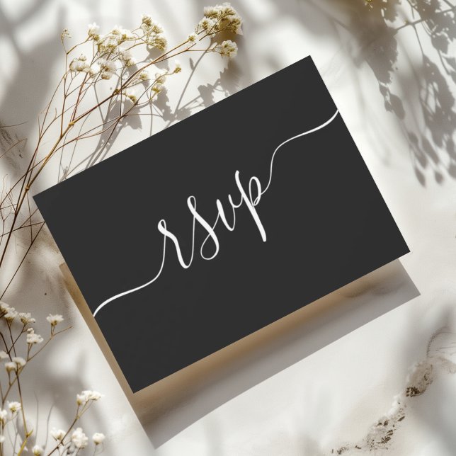 Minimal Black & White QR Code Wedding RSVP OSA Kort (Skapare uppladdad)