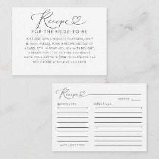 Minimal Black & White Recipe Card Tilläggskort