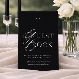 Minimal Black & White Wedding Guest Book Sign Inbjudningar