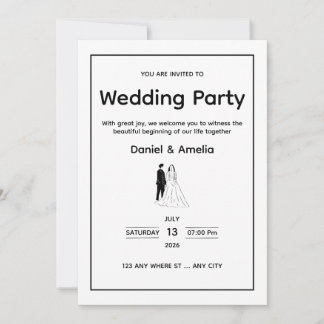 Minimal Black & White Wedding Invitation Inbjudningar