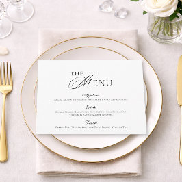 Minimal Black & White Wedding Menu card Inbjudningar