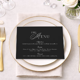 Minimal Black & White Wedding Menu card Inbjudningar