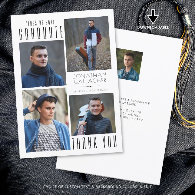 Minimal bläckfri STUDENT TACK 5 foton svart Kort (Skapare uppladdad)