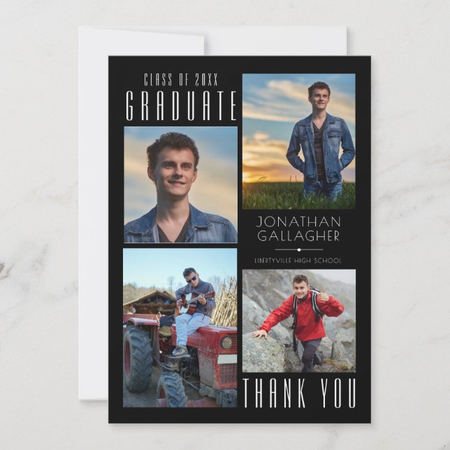 Minimal bläckfri TACK med STUDENT, fyra foton svar (Framsida)