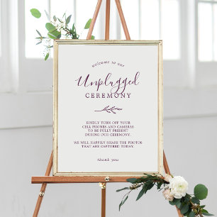 Minimal blad Aubergine Avstängd Ceremoni Skylt