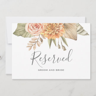 Minimal Blad Boho Blommig Bröllop reserverad skylt Inbjudningar