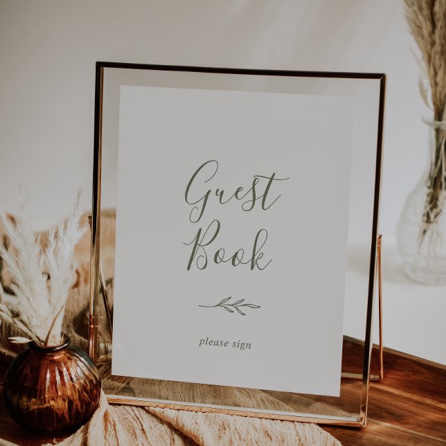 Minimal blad | Olivgrön gästbokaffisch Poster (Skapare uppladdad)