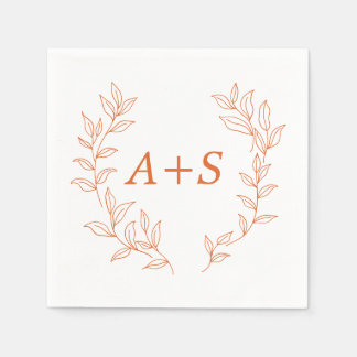 Minimal bladmonogram bröllopsservett i papper pappersservett