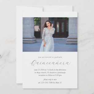 Minimal blått 15 års födelsedag Quinceañera Photo Inbjudningar