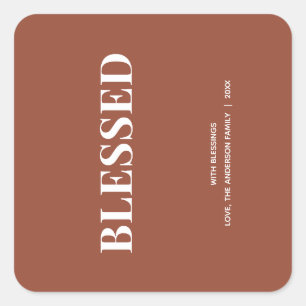 Minimal BLESSAD   Terrakotta Holiday Fyrkantigt Klistermärke