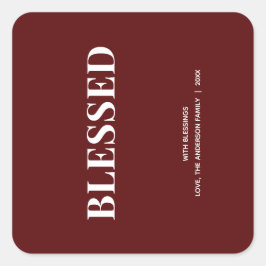 Minimal BLESSED | Deep Red Holiday Fyrkantigt Klistermärke