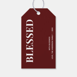 Minimal BLESSED | Deep Red Holiday Presentetikett