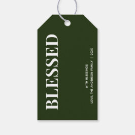 Minimal BLESSED | Forest Green Holiday Presentetikett