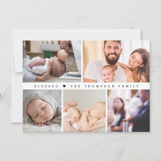 Minimal Blessed Heart Dopps Foto Collage liten Tack Kort (Framsida)