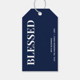 Minimal BLESSED | Navy Blue Holiday Presentetikett