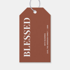 Minimal BLESSED | Terracotta Holiday Presentetikett
