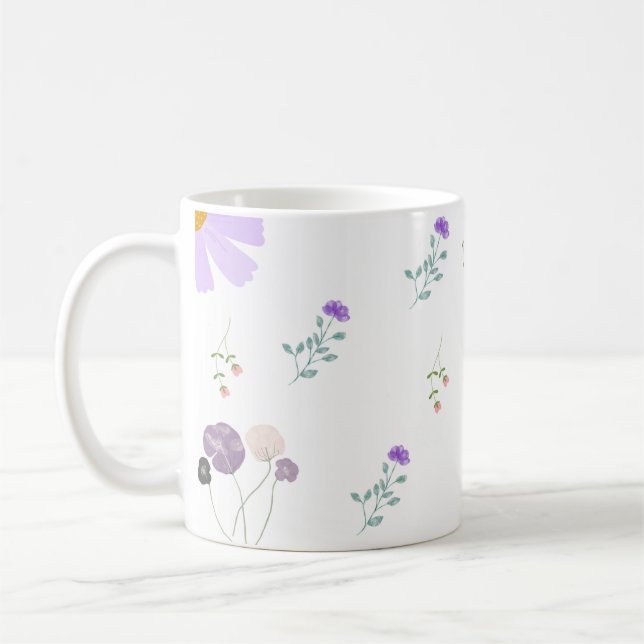Minimal blomkrukka kaffemugg vit (Vänster)