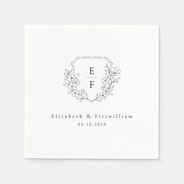 Minimal Blommar för körsbär, Monogram Vapensköld B Pappersservett (Framsidan)