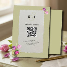 Minimal Blommig Sagegrön QR-kod Bröllop