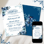 Minimal Blommigt Blue White Bismillah Bröllop Inbjudningar<br><div class="desc">Elegant Blue and White Blommigt Islamic Wedding bjuds in med en minimalistisk design med islamisk bakgrund av "Bismillah" med en tanslation med en estetisk blå färg-bakgrund. Gör evenemanget speciellt med eleganten Nikah/Walima/förlovning eller bröllopsinbjudan. Klicka på "Anpassa" och lägg till information. På framsidan av denna inbjudan finns det berikande blå och...</div>