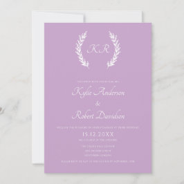 Minimal Blommigt Elegant Monogram Lavender Bröllop Inbjudningar