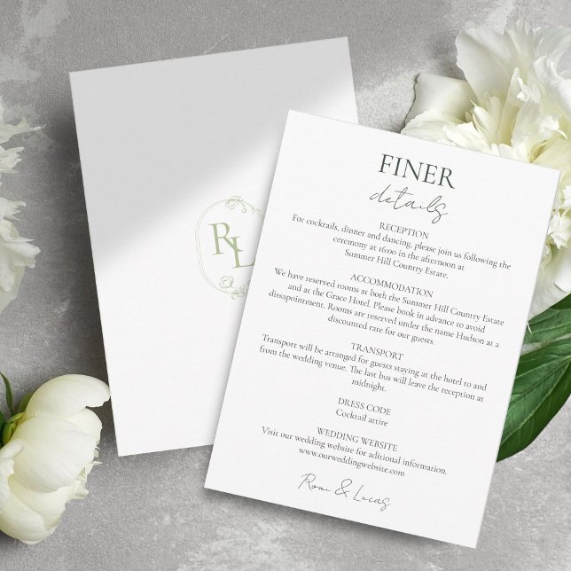 Minimal Blommigt för information om Bröllop i Chic Tilläggskort (Skapare uppladdad)