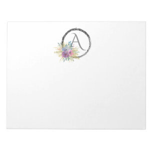 *~* Minimal Blommigt Glitter Monogram första gign Anteckningsblock