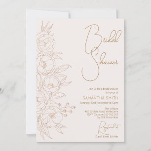 Minimal Blommigt Line Art Inbjudningskort för möhi