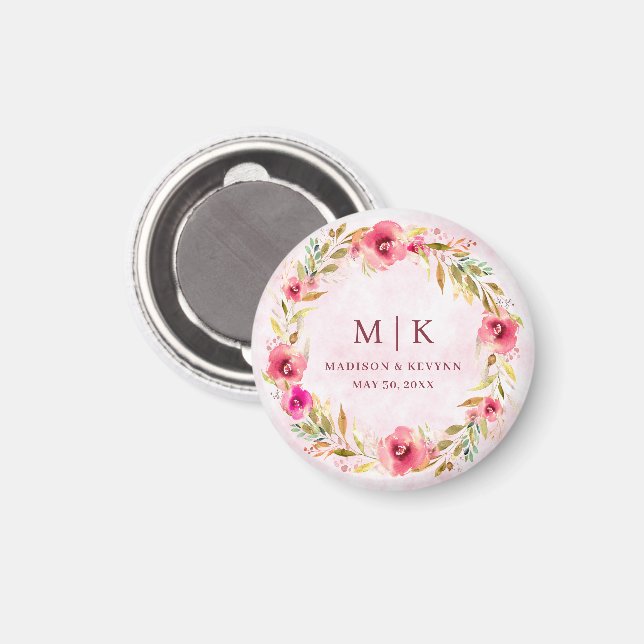 Minimal Blommigt och Chic | Bröllop Magnet (Front/Back)