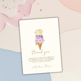 Minimal Blommigt Scoop Ice Cream Baby Shower Tack Kort